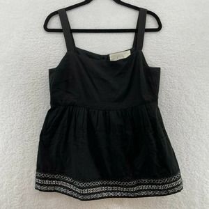 Amit Aggarwal womens top size medium Embroidered hem button back black